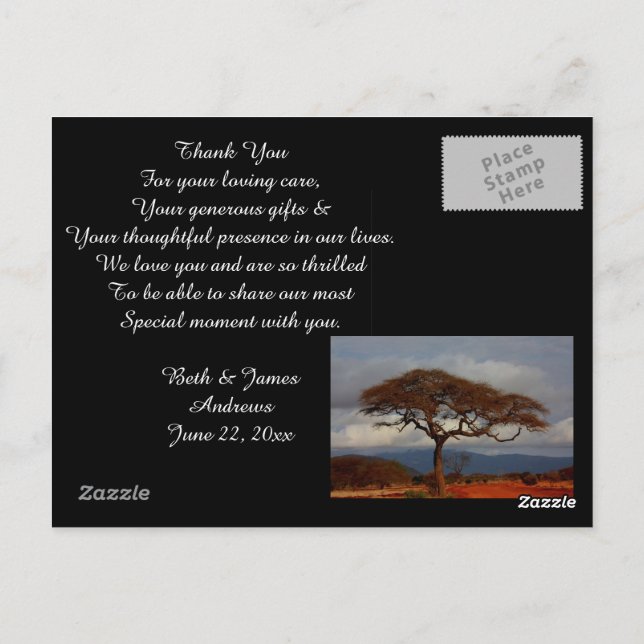 Romantic Safari Afrika Möhippa - tack för dina kor Vykort (Baksida)