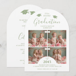 Romantic Sage 4-Photo Double Twins Grads TMF26 Inbjudningar