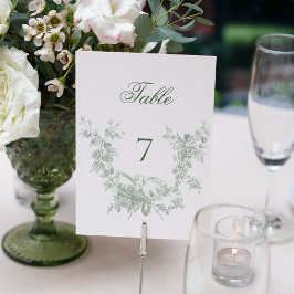Romantic Sage Floral Wreath w/Lovebirds Wedding Bordsnummer