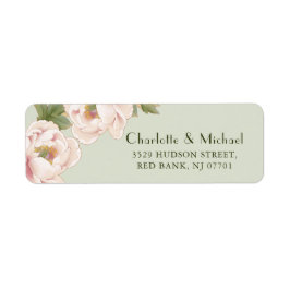 Romantic Sage &  Peony Bröllop Returadress Returadress Etikett