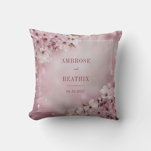 Romantic Sakura Blommar Bröllop Sticker Kudde (Framsida)
