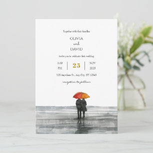 Romantic Sandy Shoreline Couple Walk Beach Wedding Inbjudningar