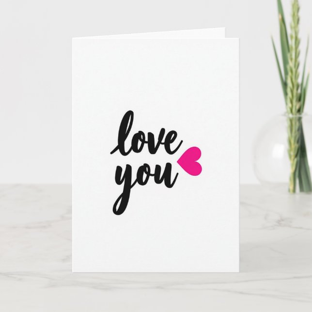 Romantic Script Love You Heart Foil Card Kort (Framsida)