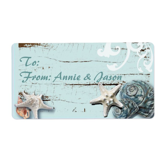 Romantic SeaShell Wedding Favor Gift-etiketter Fraktsedel (Framsidan)