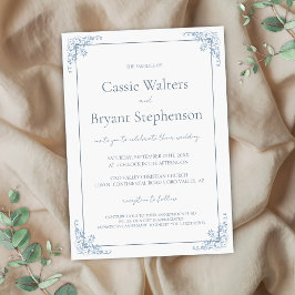 Romantic Shabby chic Blue och White Bröllop Inbjudningar