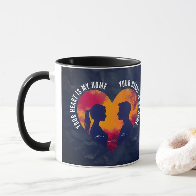 Romantic Silhouette Couple Heart Two-Tone Mug Mugg (Med munk)