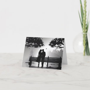 Romantic Silhouette Couple in Park Date Meddelande