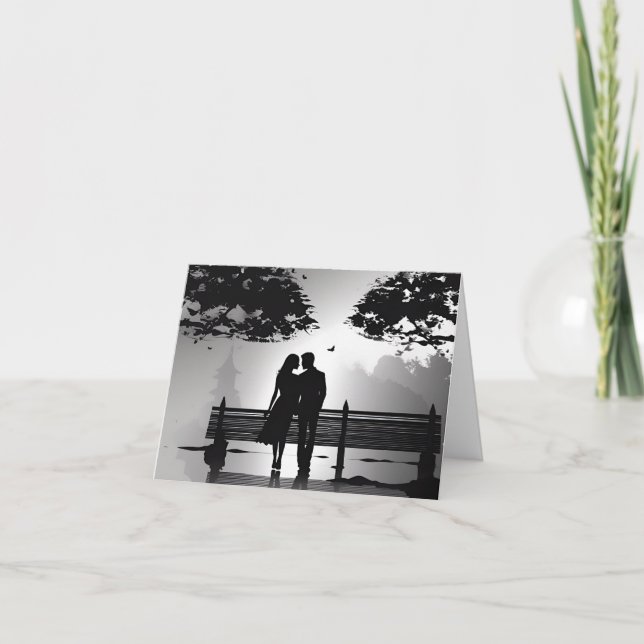 Romantic Silhouette Couple in Park Date Meddelande (Framsida)