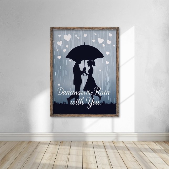 Romantic Silhouette Dancing in Rain Poster (Skapare uppladdad)