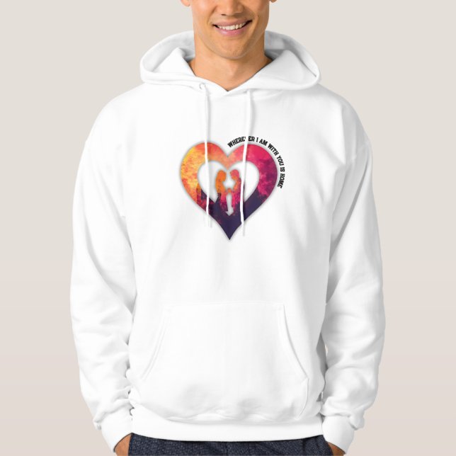 Romantic Silhouette Heart Couple Valentine's Day  Hoodie (Framsida)