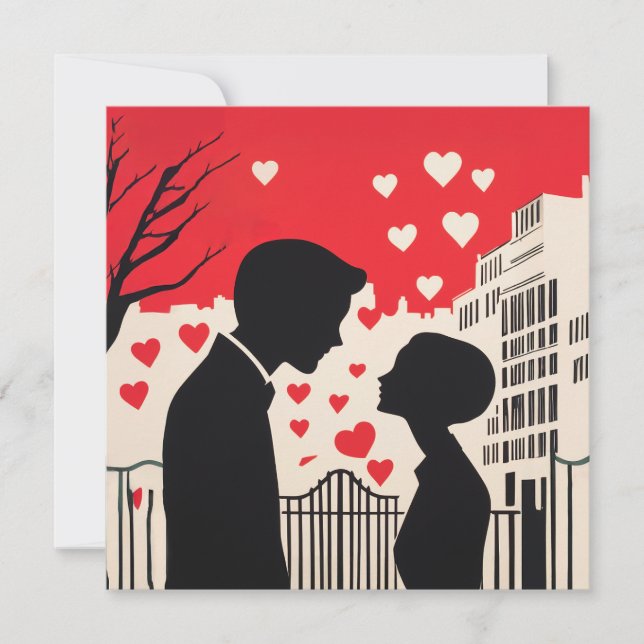 Romantic Silhouette par Cityscape Hearts Inbjudningar (Framsida)