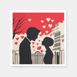 Romantic Silhouette par Cityscape Hearts Pappersservett