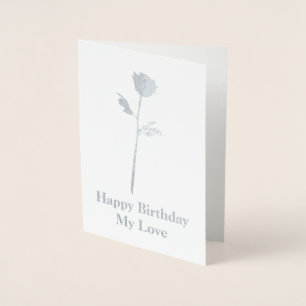 Romantic Silver Ro med eget meddelande - Anpassnin Folierat Kort