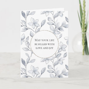 Romantic Silver White Blommigt Bröllop Kort