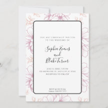 Romantic Simple Mauve Line Drawn Flowers Bröllop