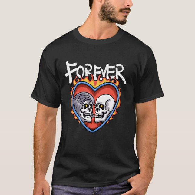 Romantic Skeletons streetwear T Shirt (Framsida)