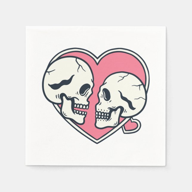 Romantic Skull Rosa 12 Pappersservett (Framsidan)