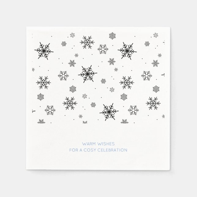 Romantic Snöflingor Mönster Winter Wedding Napkin Pappersservett (Framsidan)