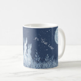 Romantic Snuggle Bunny Kärlek Blue Måne personaliz Kaffemugg