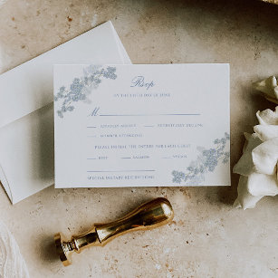 Romantic Soft Blue Vintage Blommigt Bröllop OSA Kort