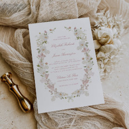 Romantic Soft Blush White Floral Wedding Inbjudningar