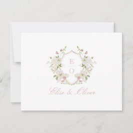 Romantic Soft Blush White Wedding Monogram Tack Kort