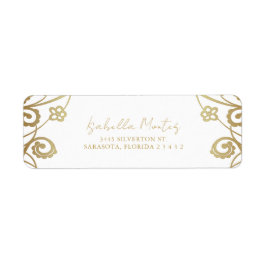 Romantic Soft Guld Blommigt Snöre Ram Returadress Etikett