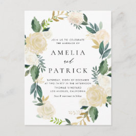 Romantic Soft Ivory Blommigt WAN Bröllop Inbjudan Vykort
