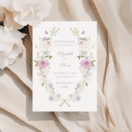 Romantic Soft Pastel Blommigt Bröllop Spara Datumet
