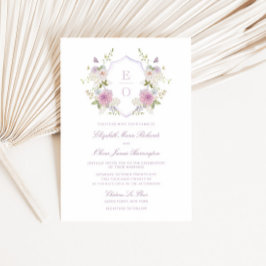 Romantic Soft Pastel Monogram Vapensköld Bröllop Inbjudningar