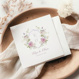 Romantic Soft Pastel Monogram Vapensköld Bröllop Pappersservett