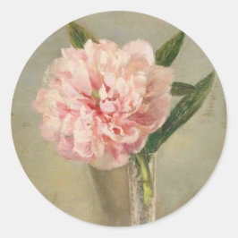 Romantic soft pink peony in vase runt klistermärke