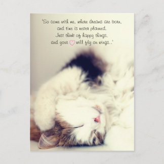 Romantic sov cat scen J.M. Barrie, citat Vykort