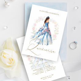 Romantic Spanish Quinceañera in Blue & Pink Shades Inbjudningar