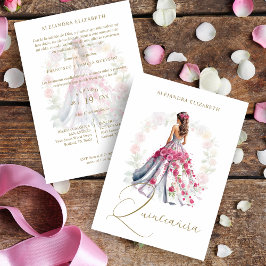 Romantic Spanish Quinceañera in Pink Shades  Inbjudningar