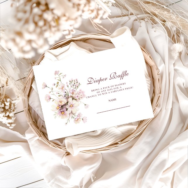 Romantic Spring Floral Baby Shower Diapper Raffle Tilläggskort (Skapare uppladdad)