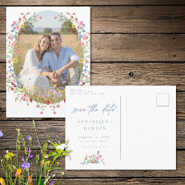 Romantic Spring Wildflower Garden Photo Save Date Vykort