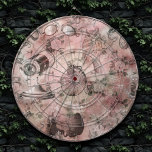 Romantic Steampunk | Antik Vintage Ephemera Darttavla<br><div class="desc">1900-talet, allt uppåt! Feminin, sofistikerad Viktoriansk era shabby chic-steampunk, sömlös mönster med dystopiska växlar, cyklar, skalle, uggla, telescope och mycket annat på en mjuk romantisk universalbakgrund för rosa ros grunge. Den här vintagen på 1990-talet inspirerade till abstrakt design med en fantastisk palett som lägger till perfekt pop av färg. Om...</div>