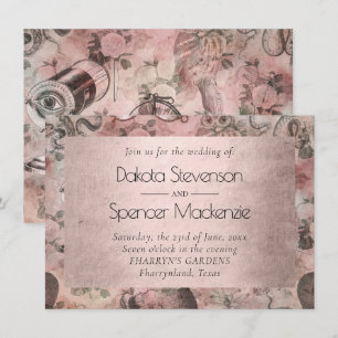 Romantic Steampunk Antik Vintage Ephemera Inbjudningar