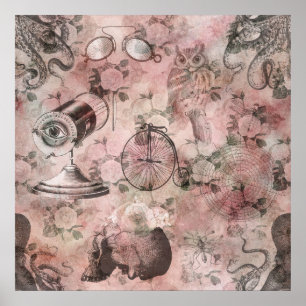 Romantic Steampunk   Antik Vintage Ephemera Poster