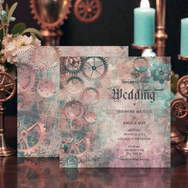 Romantic Steampunk Gears Wedding Invitation Inbjudningar