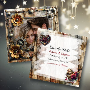 Romantic Steampunk Personlig Bröllop Spara Datumet