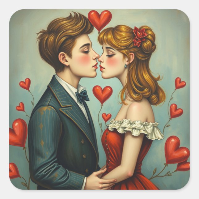 Romantic Stickers Fyrkantigt Klistermärke (Framsida)