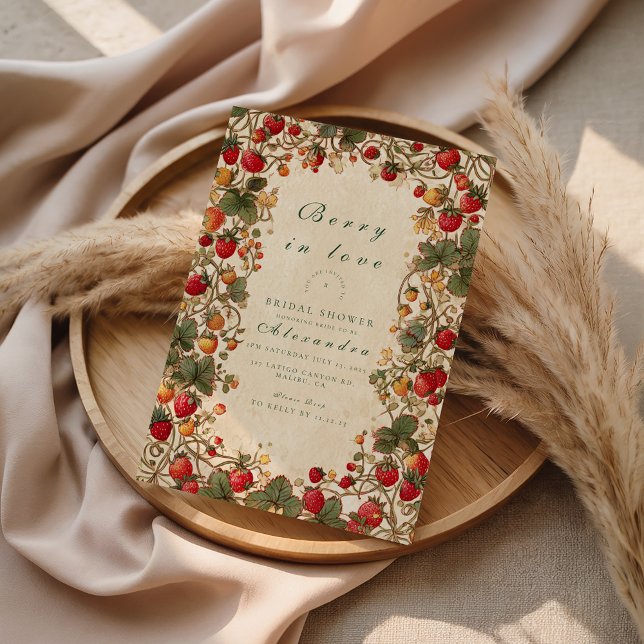 Romantic Strawberry Floral Bridal Shower Inbjudningar (Skapare uppladdad)