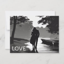 Romantic Stroll av Moonlight Sjö Vykort