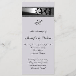 Romantic Stroll Monogram Grått Bröllopsprogram Program