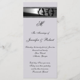 Romantic Stroll Monogram Grått Bröllopsprogram Program