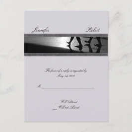 Romantic Stroll Monogram i Silver-svarskort Inbjudan Vykort