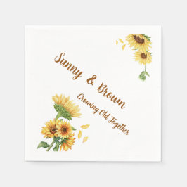 Romantic Sunflower Rustic Yellow Funny Wedding Pappersservett