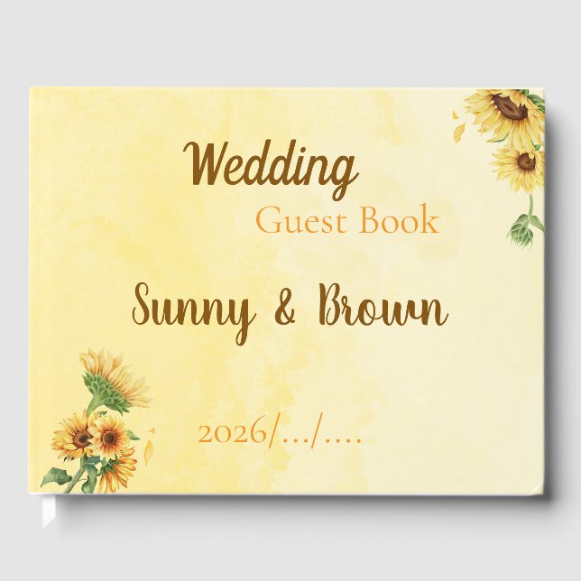 Romantic Sunflower Rustic Yellow Wedding Gästböcker (Framsida)